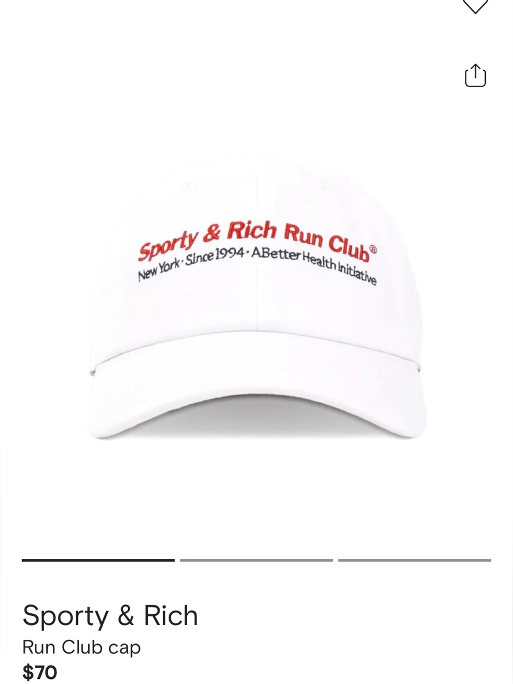 Sporty & Rich White Cap with Red Run Club Embroidery